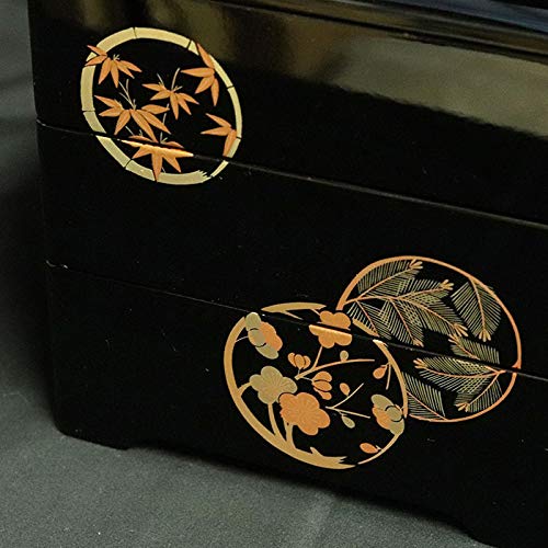 Amazon | 重箱 3段 日本製 国産 会津漆器 6.0 三段重共足 花丸 黒 内朱